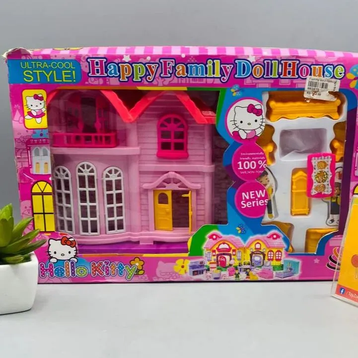 Mini Doll House Set For Girls Lovely Pink Doll House For Girls - Pink Color Dollhouse Furniture Set image 4