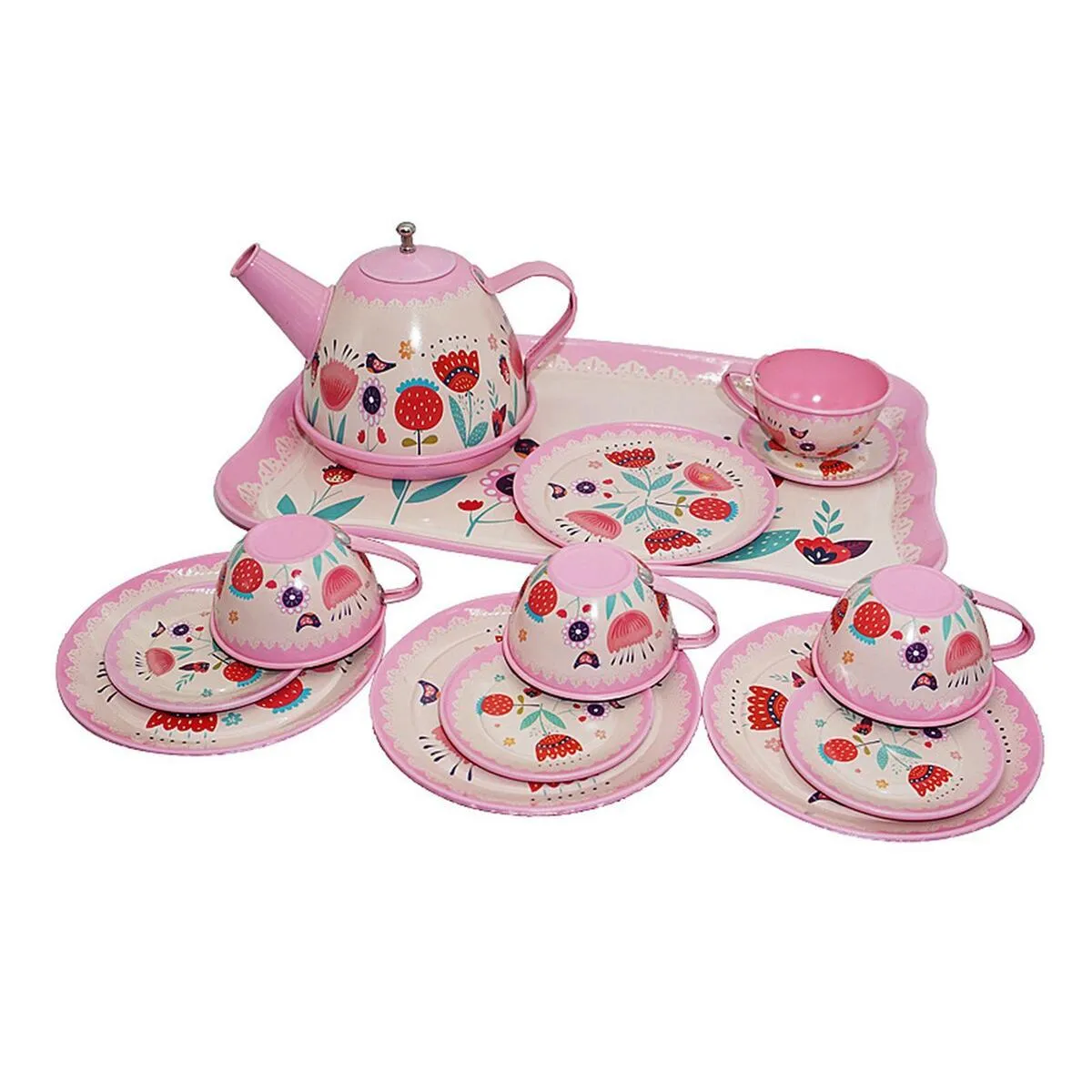 Kitchen Set With Metallic Body Pretend Play Colorful Utensils For Girls image 4