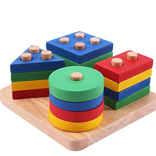 Shape Sorter Learn Geometric Shapes Puzzle for kids Wooden Stacking Toys – Perfect toddler toys recommended Wooden Puzzle toys for 1 2 3 year olds image 7