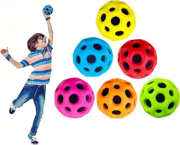 Space Ball, Rubber Bouncing Ball, 2.6 inch Super high Bouncing Space Ball, Helps Improve Hand-Eye Coordination Sensory Skills, Easy to Grip and Catch Bouncing Ball Space Ball Space Theme Bouncy Balls High Resilience Hole Ball Mini Bouncing Ball Toy Space image 5
