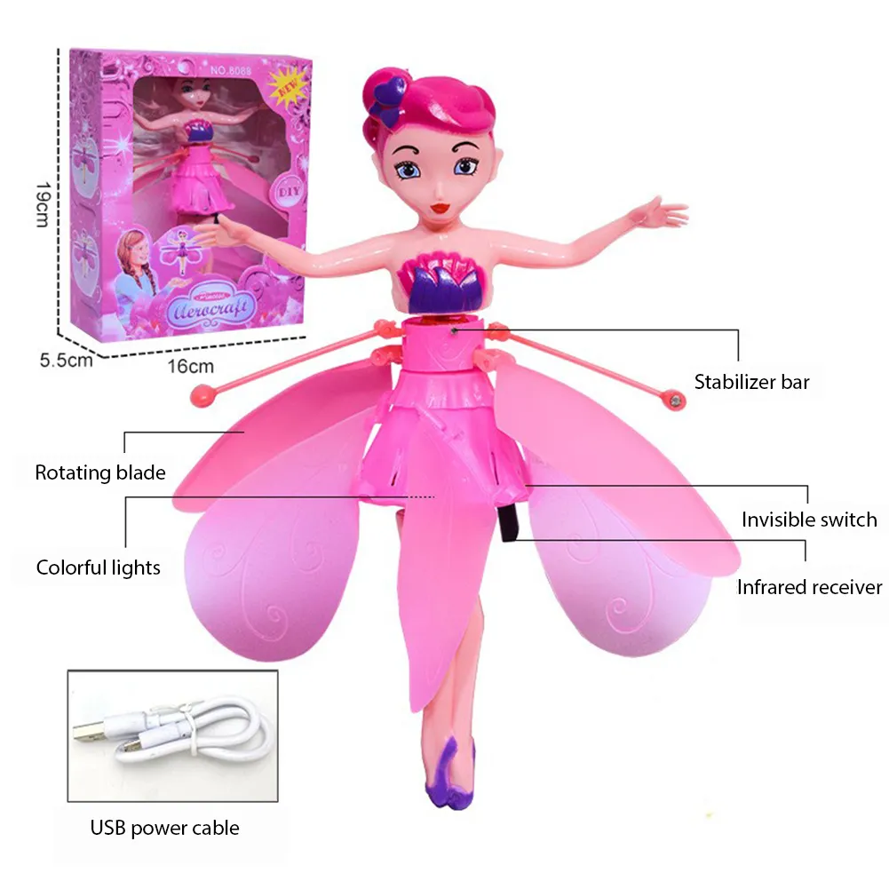 Magic Flying Fairy Princess Doll Flying Fairy Doll Toys for Girls Sky Dancers Flying Pixie Dolls Infrared Induction Control Toy image 3