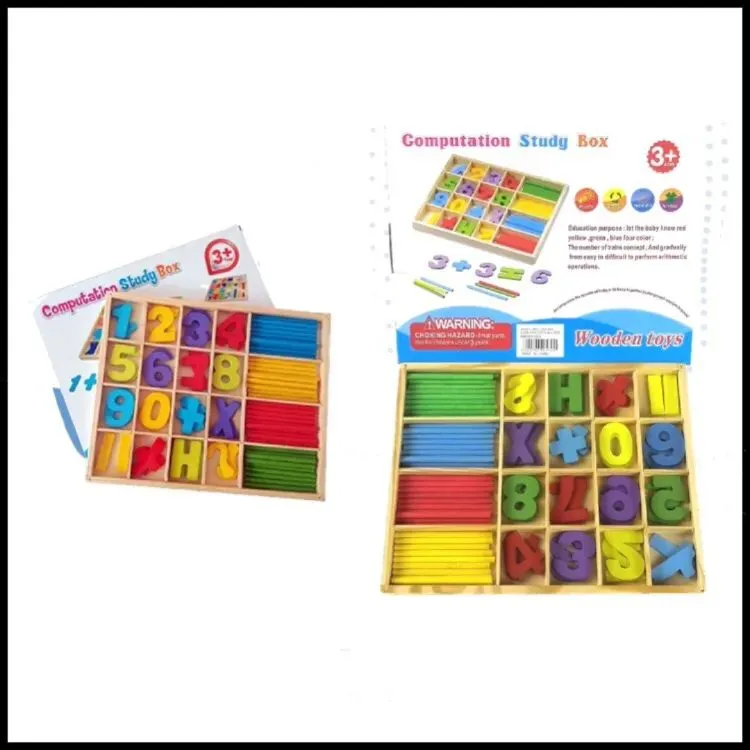Wooden Computation Study Box with Number Blocks for Basic Math Calculations/Time Recognition Educational Indoor & Outdoor Toy for Children Kids Ages 3+ Years image 3