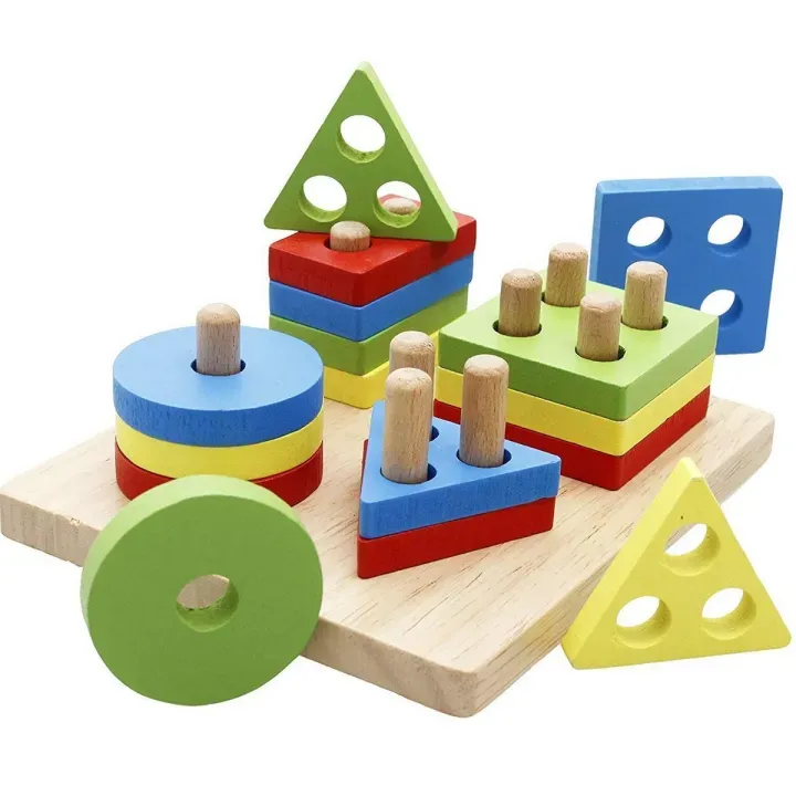 Shape Sorter Learn Geometric Shapes Puzzle for kids Wooden Stacking Toys – Perfect toddler toys recommended Wooden Puzzle toys for 1 2 3 year olds image 3