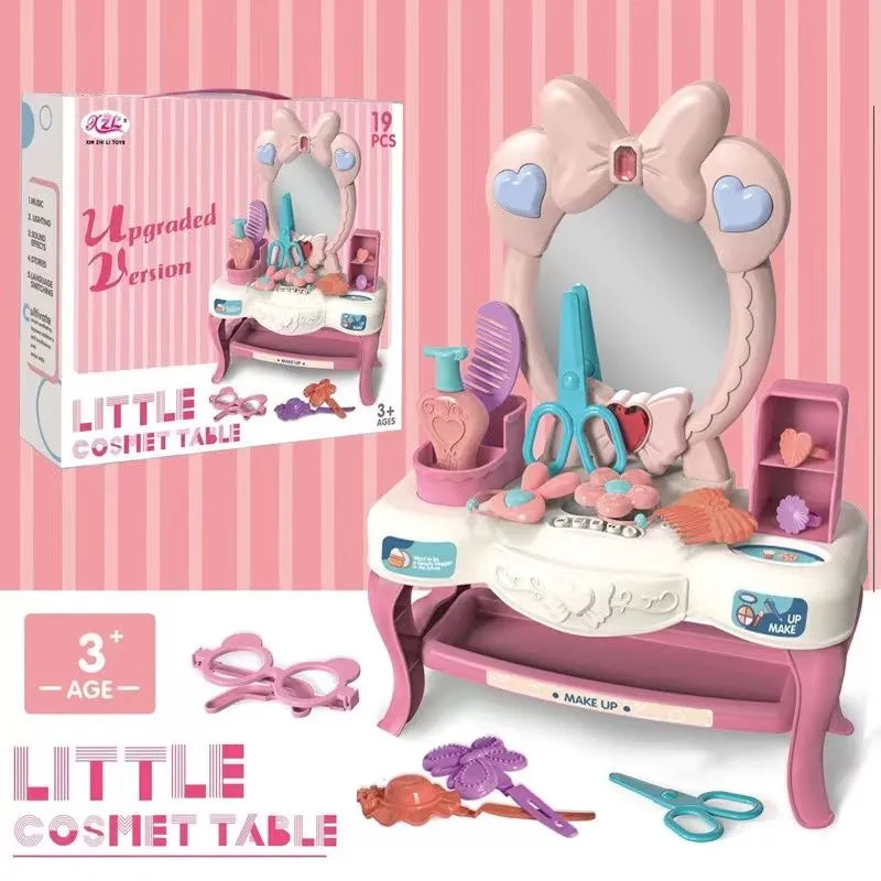 Beauty Set Girls Cosmetic Dresser Table Dress up Makeup Pretend Play Toys Simulative Toy Make up with Light and Music Makeup for Kid image 6