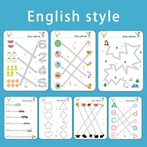 Magical Tracing Workbook Reusable Calligraphy Copybook Practice Drawing Book with Pen and Eraser,Help Children Improve Concentration and Hand-Eye Coordination
 64 Pages image 8