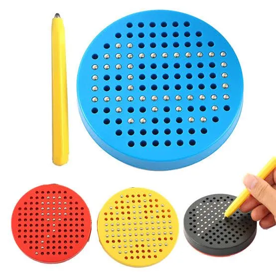 Mini Magnetic Bead Board for Kids Magnetic Drawing Board for Toddlers School Kindergarten Magnet Toys Gift Drawing Stylus Round Magnet Tablet Pad Erasable Reusable Writing Playboard Stem