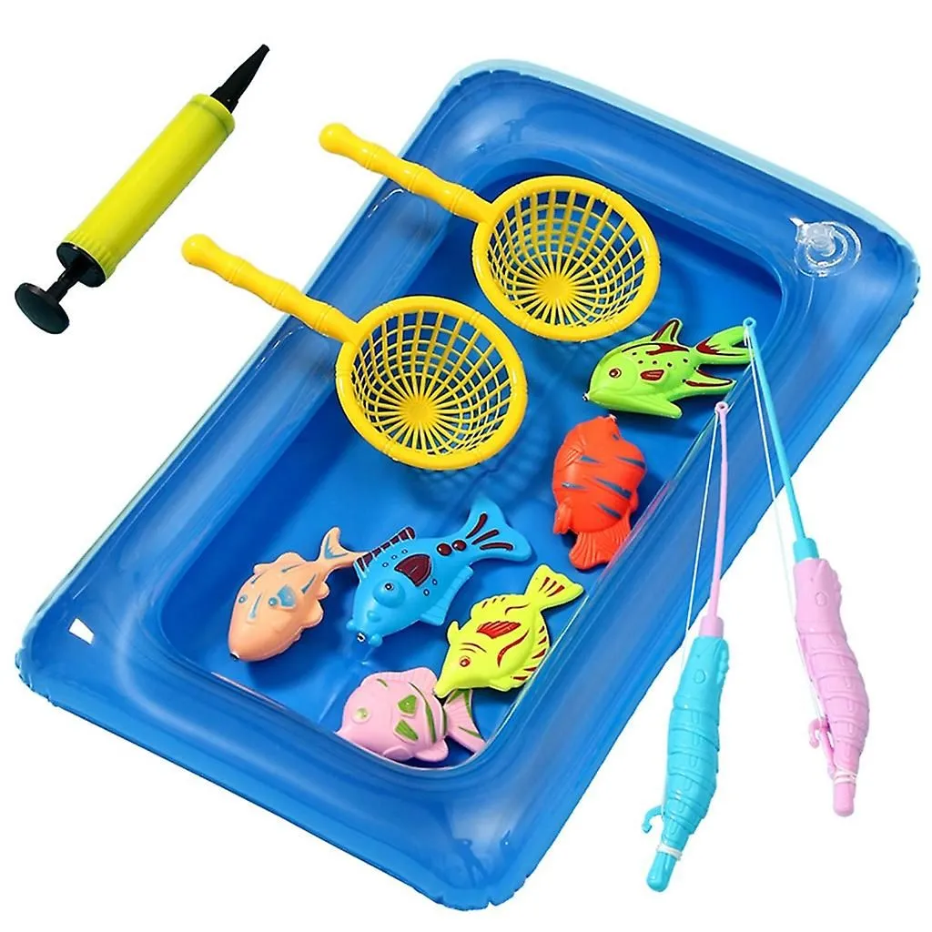 Kids' Fishing Toy Set Play Water Toys for Baby Magnetic Rod and Fish with Inflatable Pool Outdoor Sport Boys Girls image 4