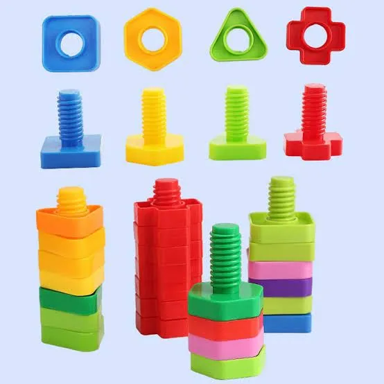 Kids Screwing Building Blocks Children Focus Screw Nut Shape Creative Mosaic Puzzle Toys for Children Plastic Educational Blocks image 3