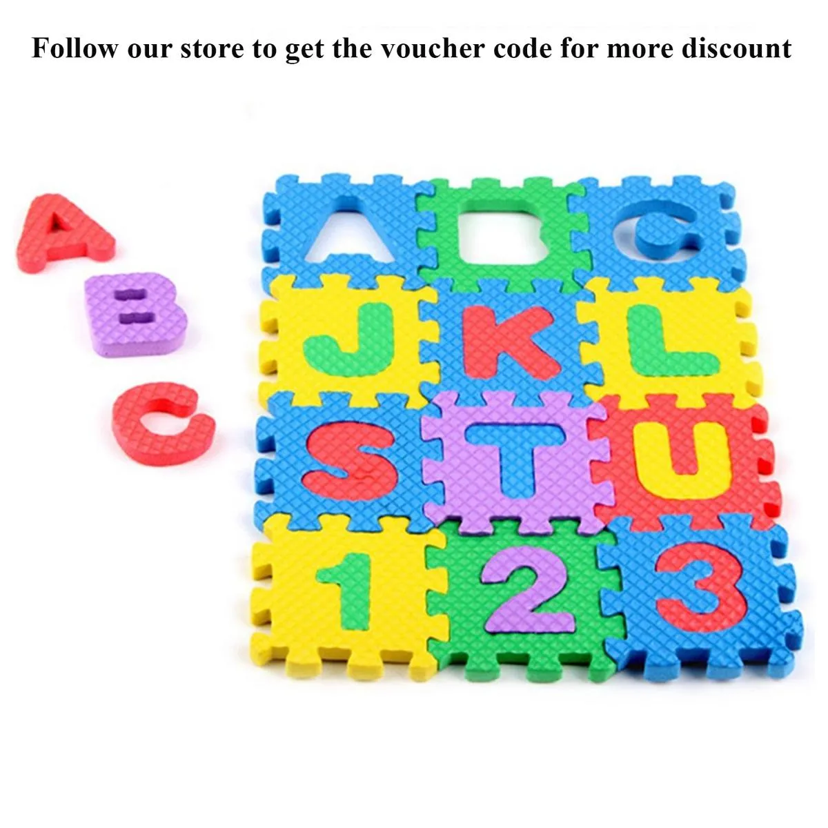ABC Toy Block Mat Alphabets and Numbers Early Learning Toy Play Foam Puzzle Mat for Kids 36 Pieces 5cm x 5cm image 2