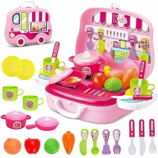 Plastic Luxury Kitchen Set Cooking Toy with Briefcase and Accessories Toys For Kids image 5