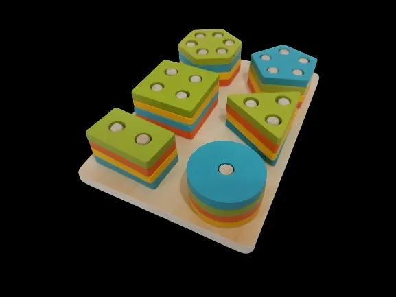 Children puzzle wooden six sets of column toys early education wisdom set of column intelligence geometric shape cognition matching blocks image 5