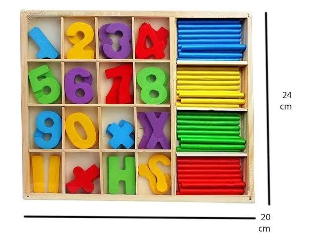 Wooden Computation Study Box with Number Blocks for Basic Math Calculations/Time Recognition Educational Indoor & Outdoor Toy for Children Kids Ages 3+ Years image 1