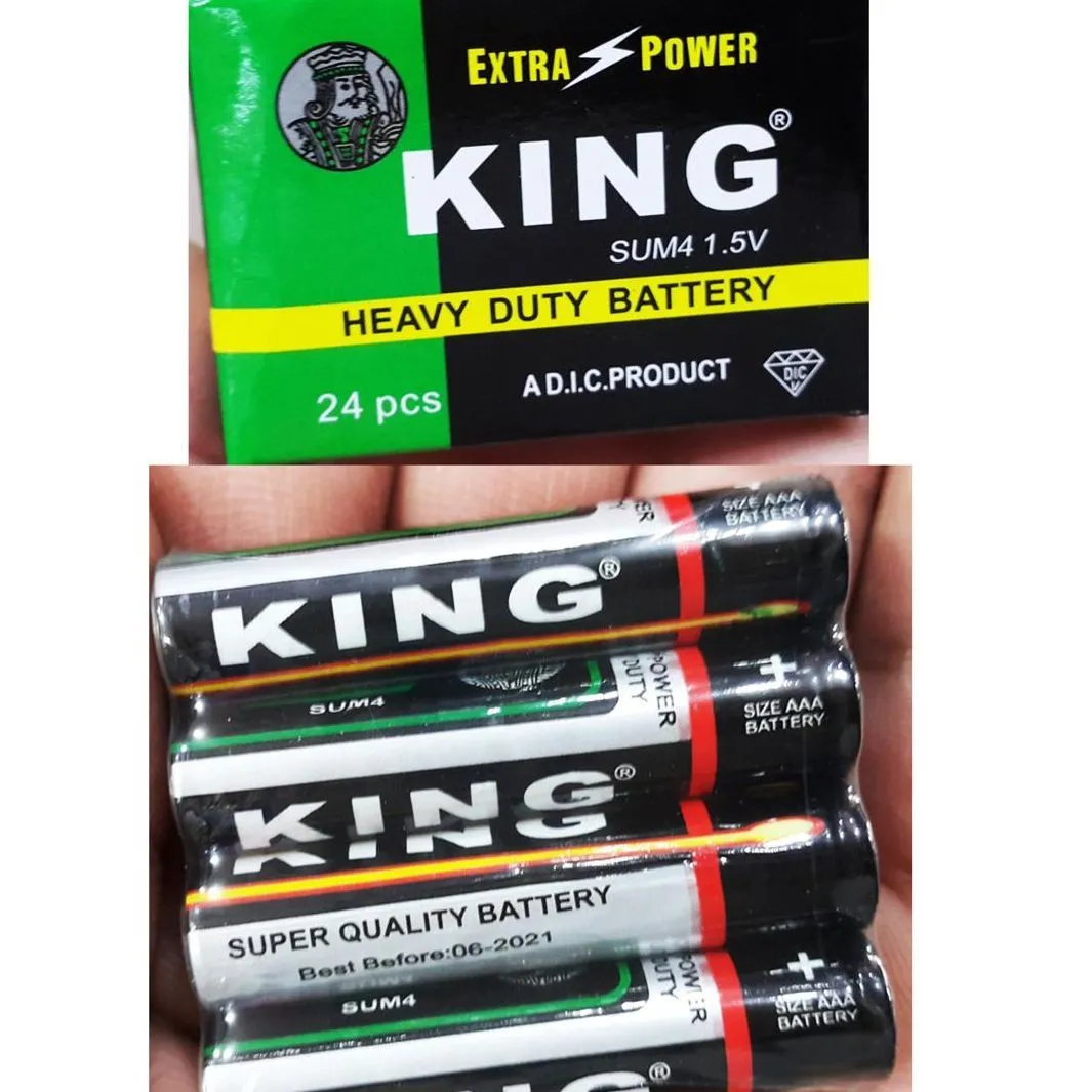Heavy Duty King Battery AA 1.5V Orignal King Heavy Duty Cell Pack of 4 - 12 - 24 AA Size Regular Cell image 3