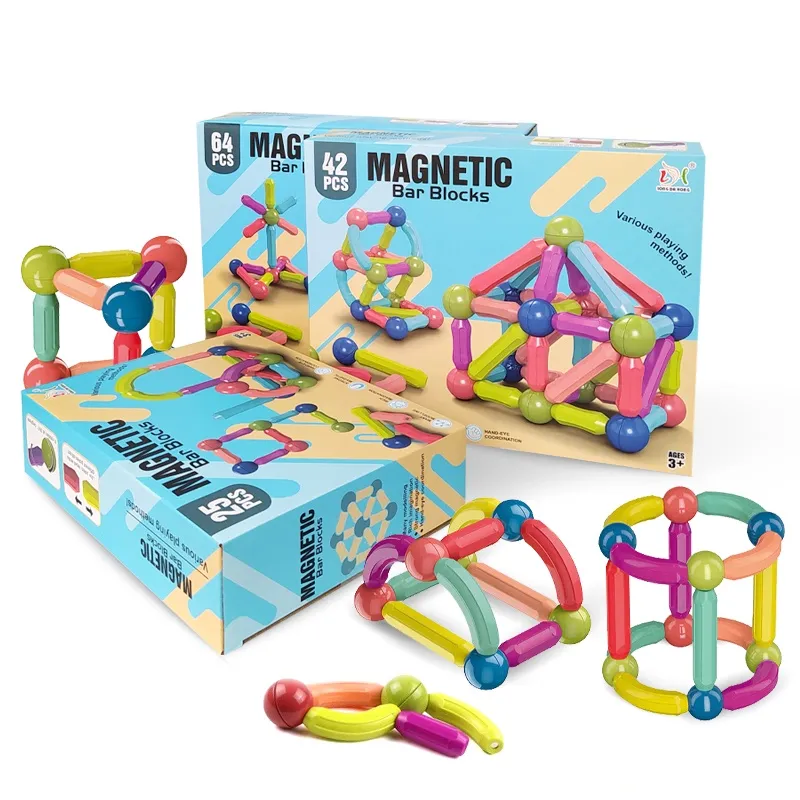 24-36-42-64 Pes Magnetic Blocks Set Toy Magnetic Bar Constructor Building Blocks Montessori Educational Kids Toys For Children Early Educational Toys Set, Magnetic Building Sticks Kit Kids Gift for Age 3+, Recreational Building Sticks Block Set image 7