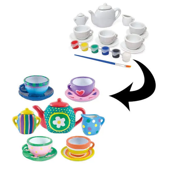 Ceramic Dreamy Tea Set -Time Fun: Paint Your Own Tea Set with our High-Quality DIY Painting Kit image 1