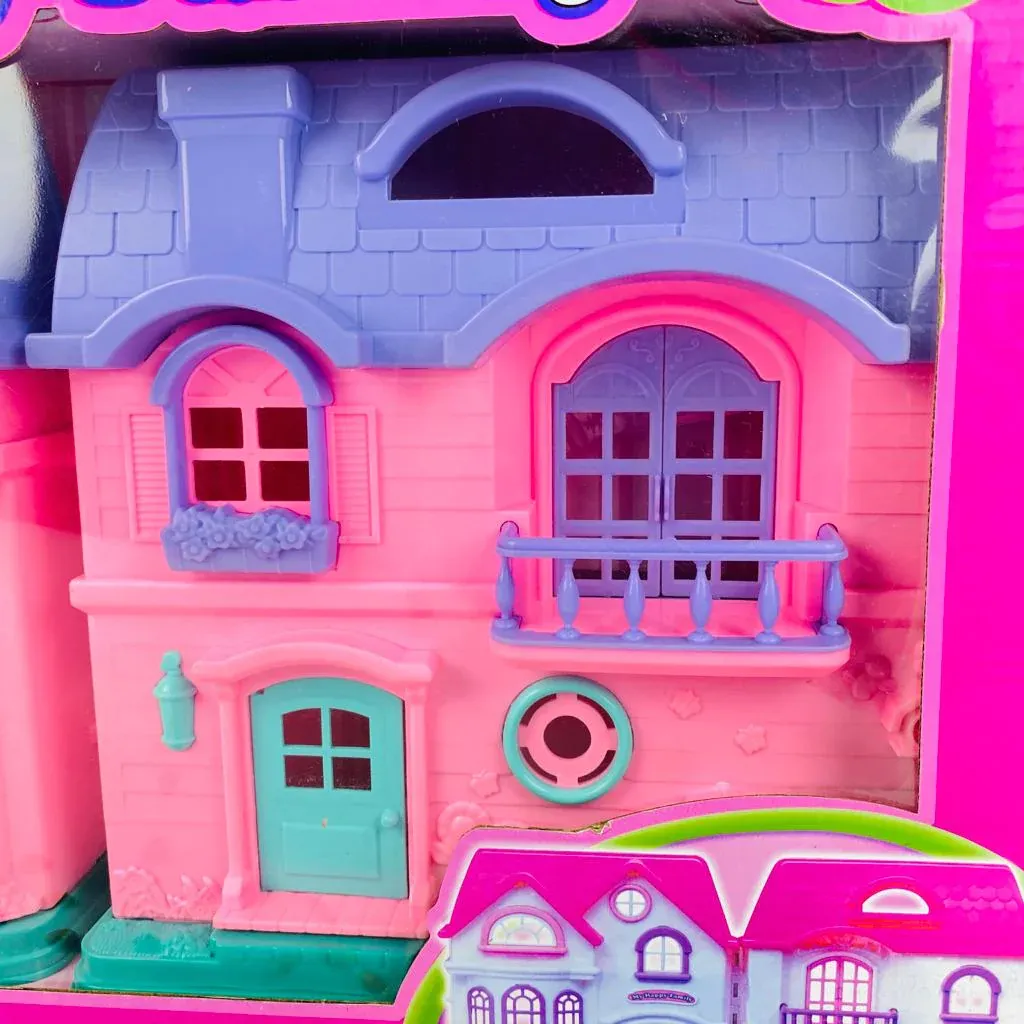 Doll House - Happy Family Villa Set For Girls - Lovely Pink Doll House For Girls - Pink Color Dollhouse Furniture Set image 5