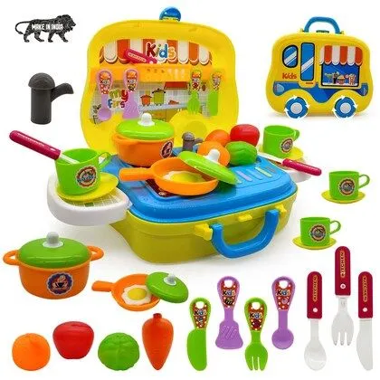 Plastic Luxury Kitchen Set Cooking Toy with Briefcase and Accessories Toys For Kids image 2