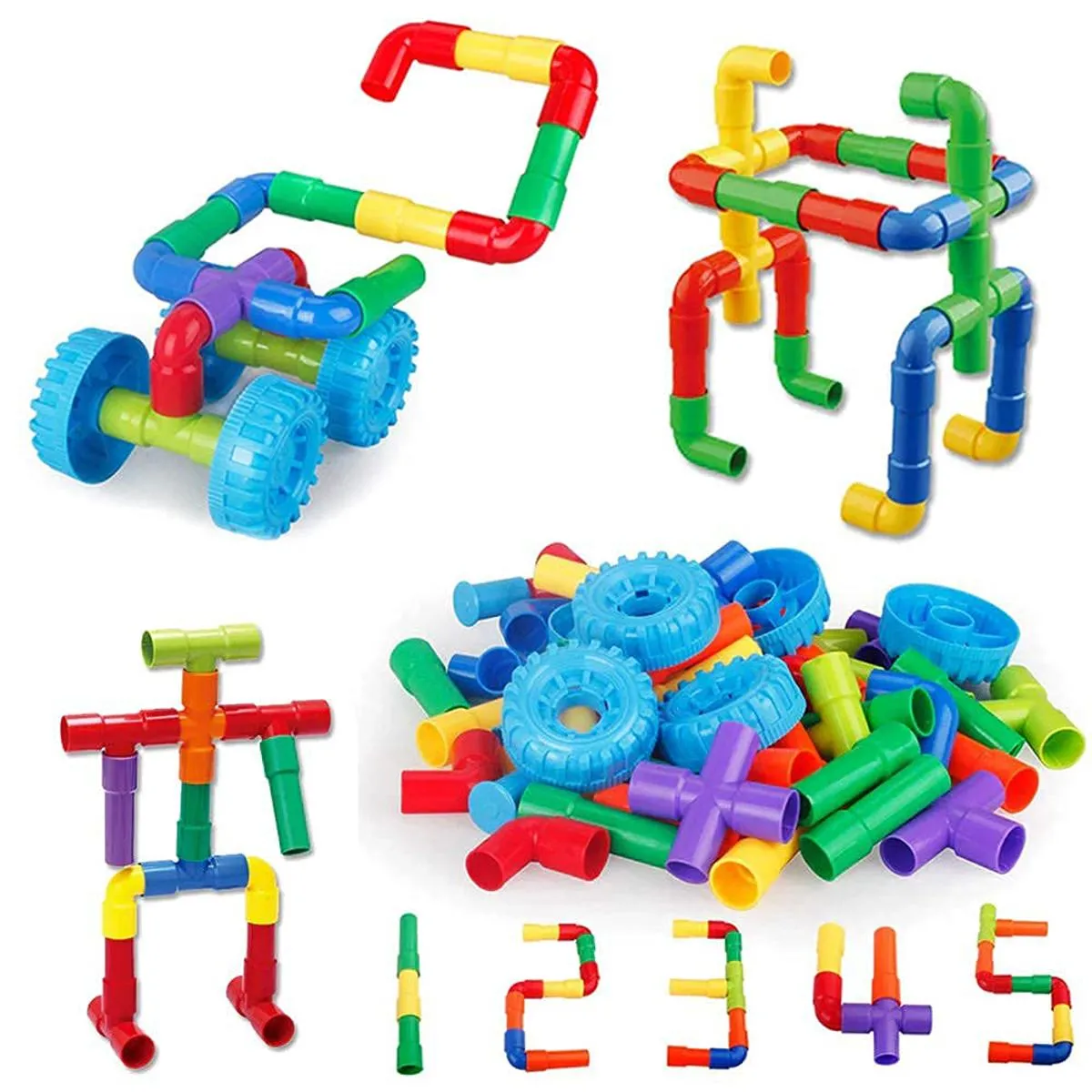 Colorful Creative Pipe Puzzle Building Blocks for Kids / Pipe Puzzle Building