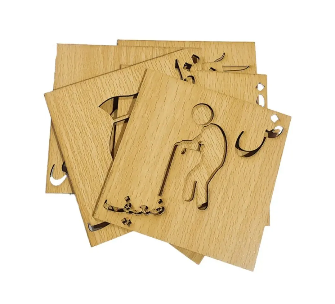 Wooden Urdu Alphabets Writing And Drawing Stencils Huroof e Tahhajji – 36 pieces image 3