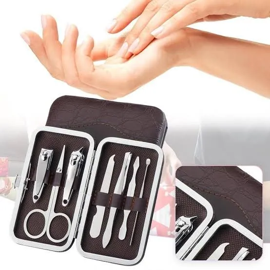 7 In 1 Manicure Kit, Carbon Steel Professional Pedicure Kit, Nail Scissors Grooming Kit with Leather Travel Case, Men Women Manicure Pedicure Kit, Nail Care Tool For Home Use image 1