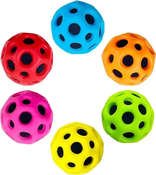 Space Ball, Rubber Bouncing Ball, 2.6 inch Super high Bouncing Space Ball, Helps Improve Hand-Eye Coordination Sensory Skills, Easy to Grip and Catch Bouncing Ball Space Ball Space Theme Bouncy Balls High Resilience Hole Ball Mini Bouncing Ball Toy Space image 2