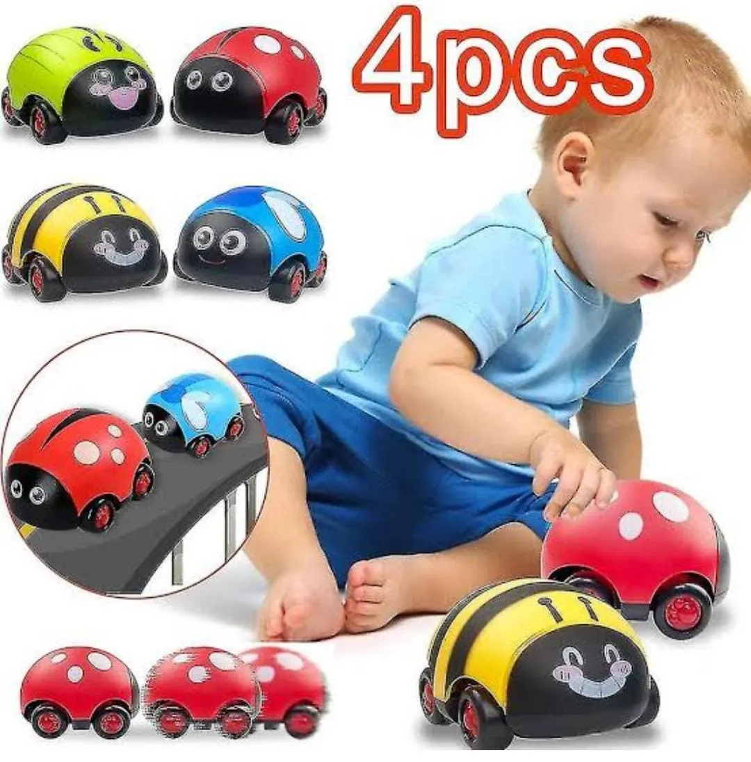4 Pcs Ladybug Pull Back Car Educational Toys For Toddlers Party Favors Infant Car Toys Educational Toys For Kids Ladybug Toys Pull Back Cars Kids Trucks Sports Car Abs Grasp Child image 5