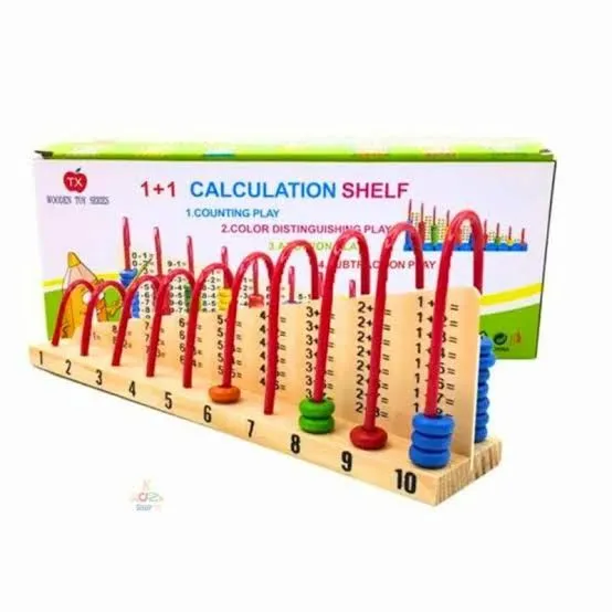First Generation Wooden Calculation Shelf Abacus for Counting, Addition and Subtraction, Math’s Learning Early Educational Kit Toy for Kids. image 3