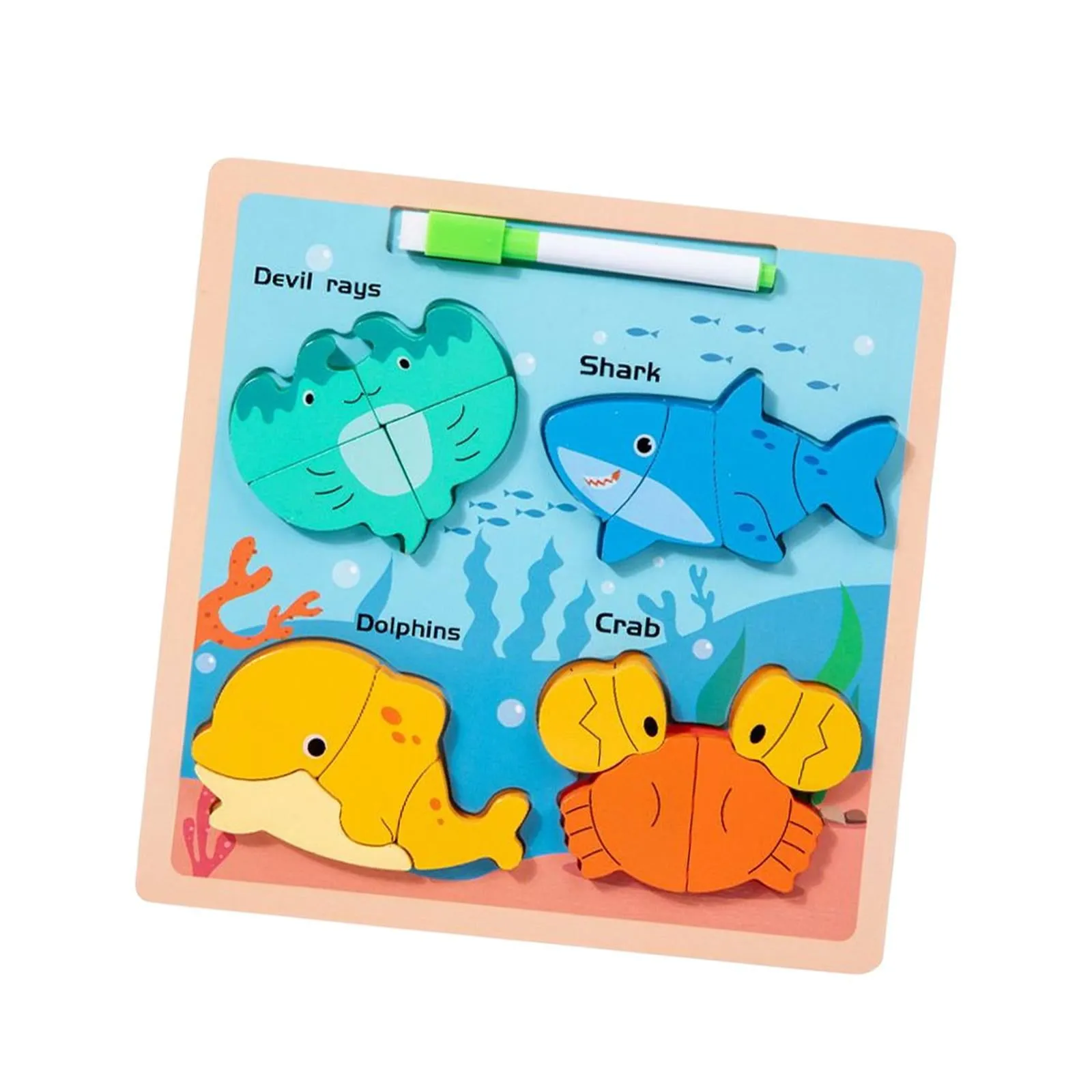 2 In 1 Wooden Puzzle Drawing Board Jigsaw Board Color Shapes Montessori Multifunctional White Board Wuth Puzzles For 2 3 4 5  Year Old Boys Girl And Kids Fun And Learn Toy Best Educational Utensils image 6