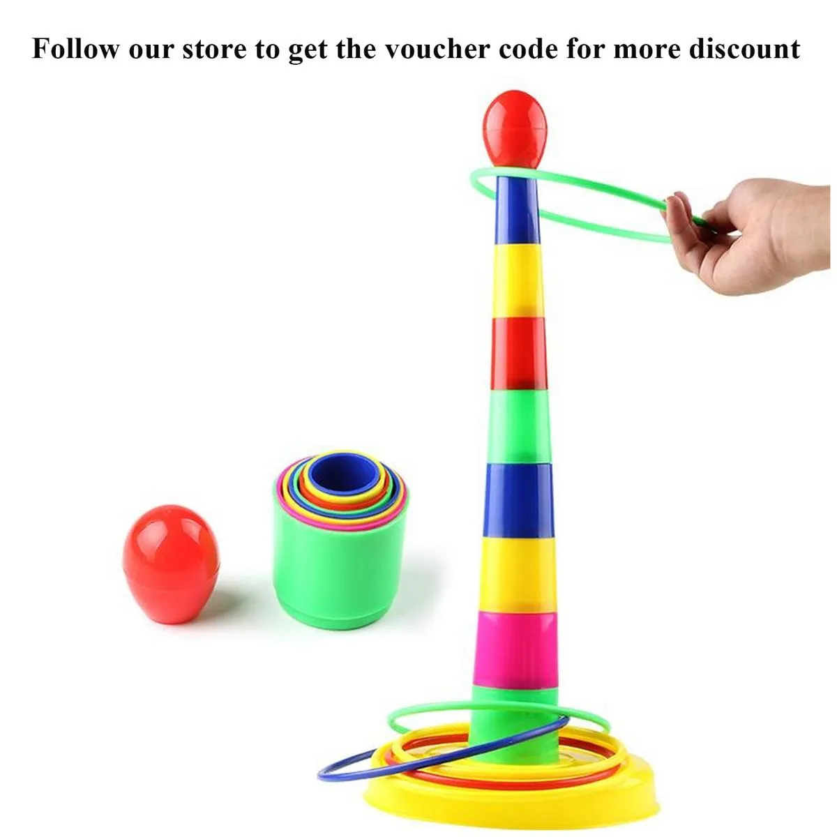 Ring Toss Game For Kids - 16 cm (6.3 inch) and 14.5 cm (5.7 inch) Rings image 2