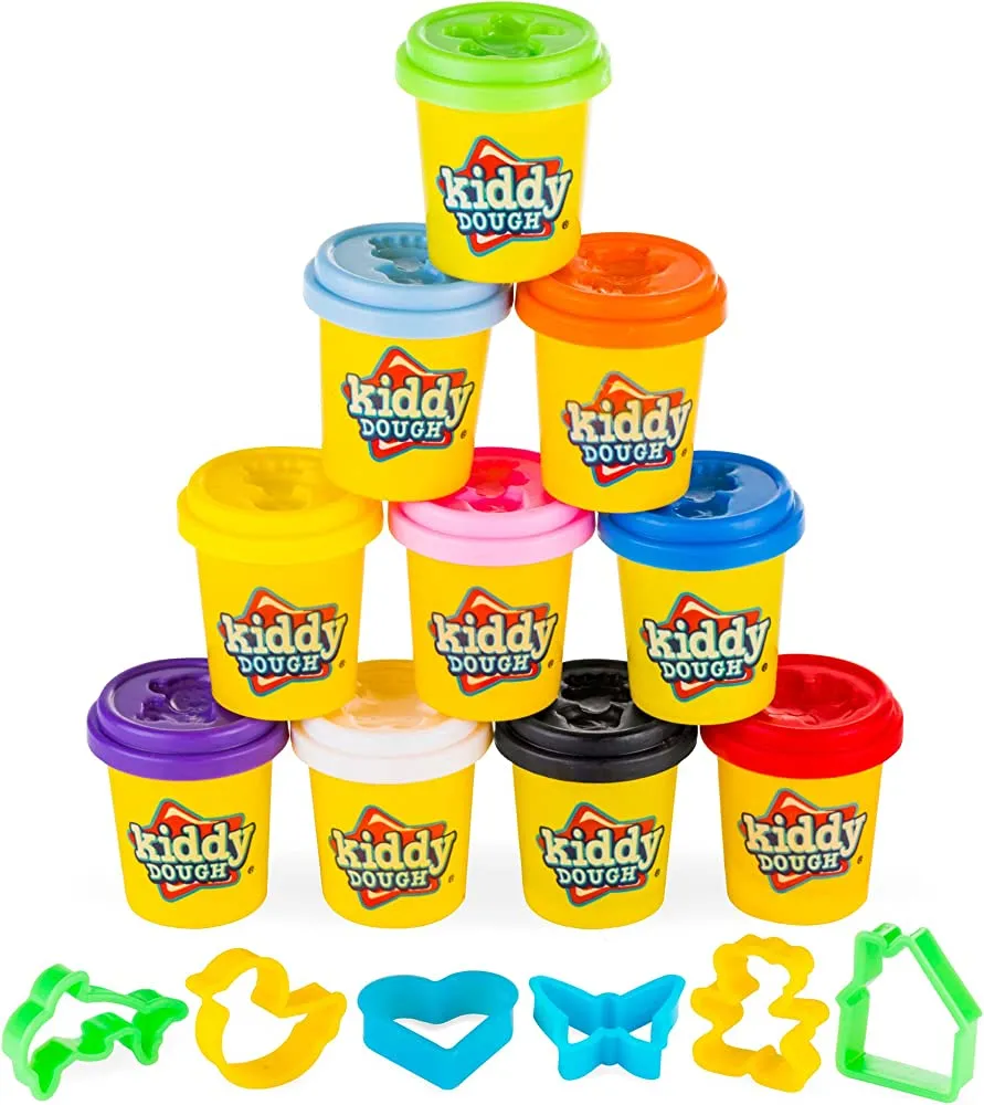 Pack of 10 Pack of Color Dough - w/ 6 BONUS Dough Cutters & Built-In Molding Lids Mega Modeling & Sculpting Playset With 10 Individual 2-Ounce Cans of Dough - Bulk Party Pack image 4