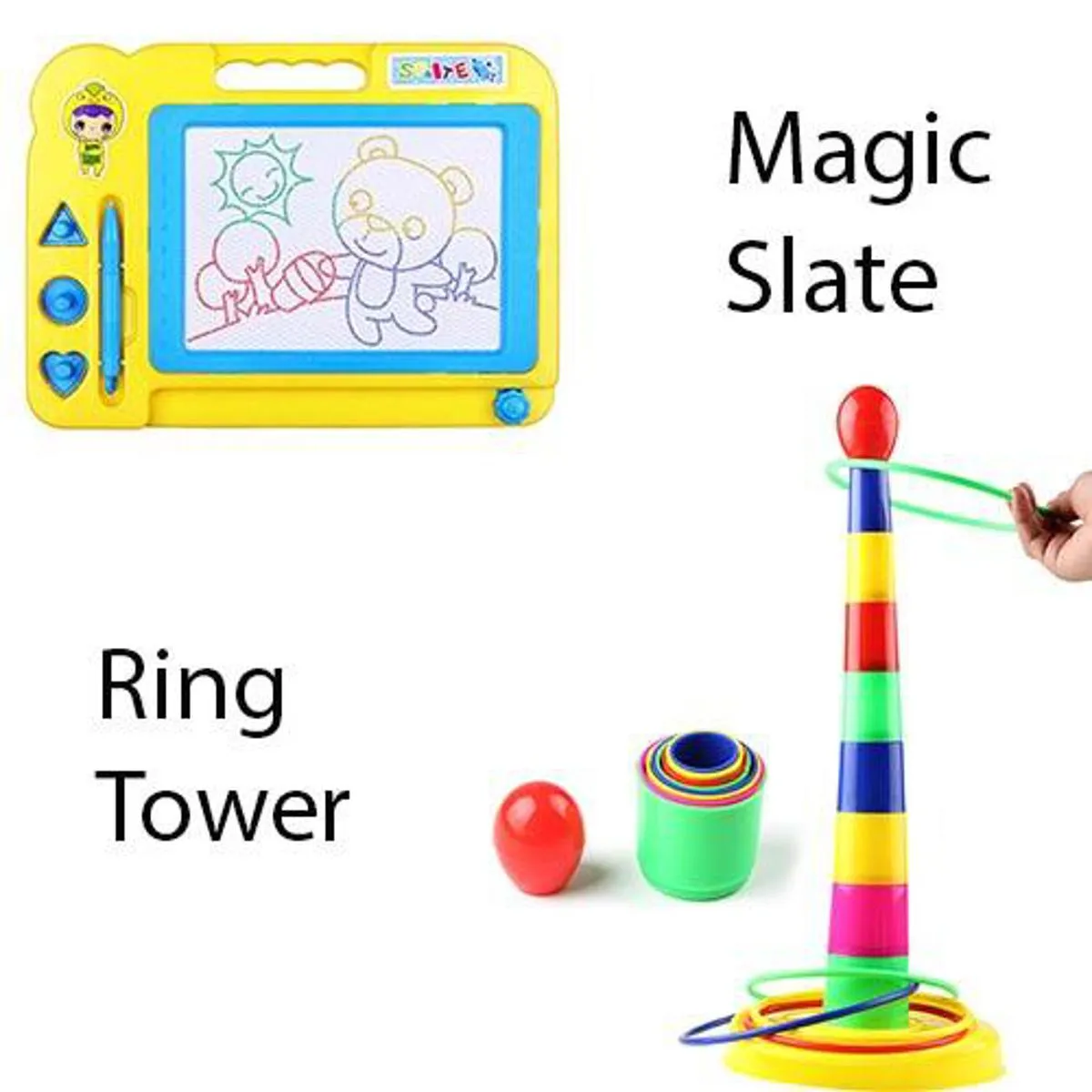 Ring Tower Game With Writing Board - Pack Of 2 Set