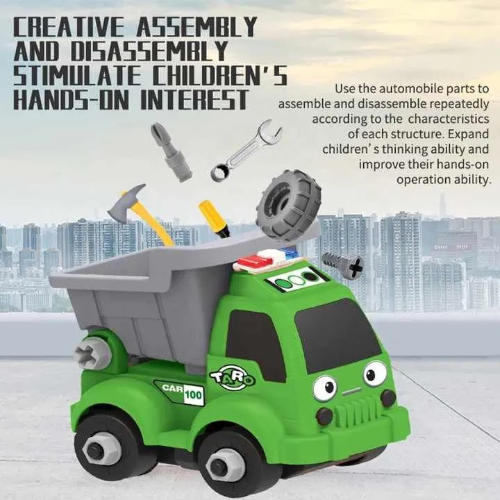 Children Educational City Disassembly Toy Diy Truck Assemble Toy Take Apart Toys Car 4 Cars With Tool image 3
