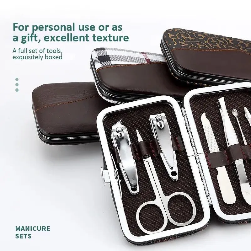 7 In 1 Manicure Kit, Carbon Steel Professional Pedicure Kit, Nail Scissors Grooming Kit with Leather Travel Case, Men Women Manicure Pedicure Kit, Nail Care Tool For Home Use image 6
