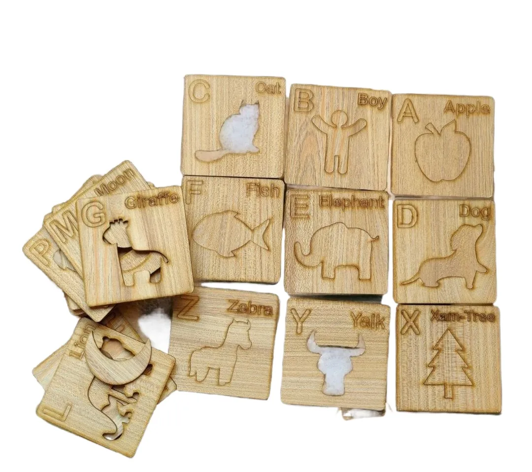 ABC kids Wooden Drawing Stencils - Complete Alphabets With Free 6 Pencil Colors image 1