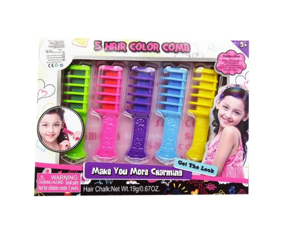Hair Chalk Comb, 5Colors Temporary Hair Dye Marker Gifts for Adults 8 9 10 11 12 years old Girls Kids for Halloween Christmas Birthday Party, Cosplay image 2
