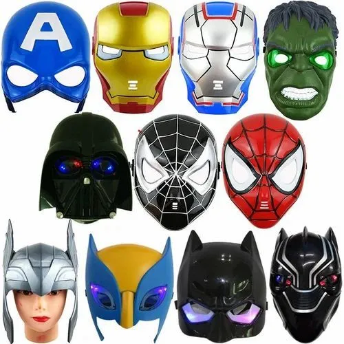 Kids Halloween Prank Luminous Led Spiderman Hulk Avengers Superman Hulk  Batman Face Mask Superhero  Led Light Up Mask For Kids Ages 3 And Up Multicolor Plastic Face Mask