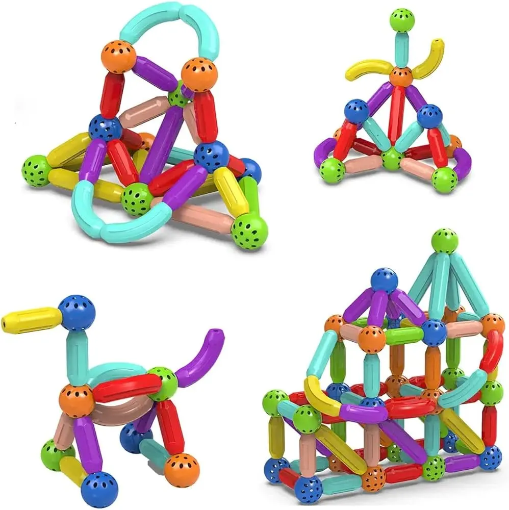 24-36-42-64 Pes Magnetic Blocks Set Toy Magnetic Bar Constructor Building Blocks Montessori Educational Kids Toys For Children Early Educational Toys Set, Magnetic Building Sticks Kit Kids Gift for Age 3+, Recreational Building Sticks Block Set image 5