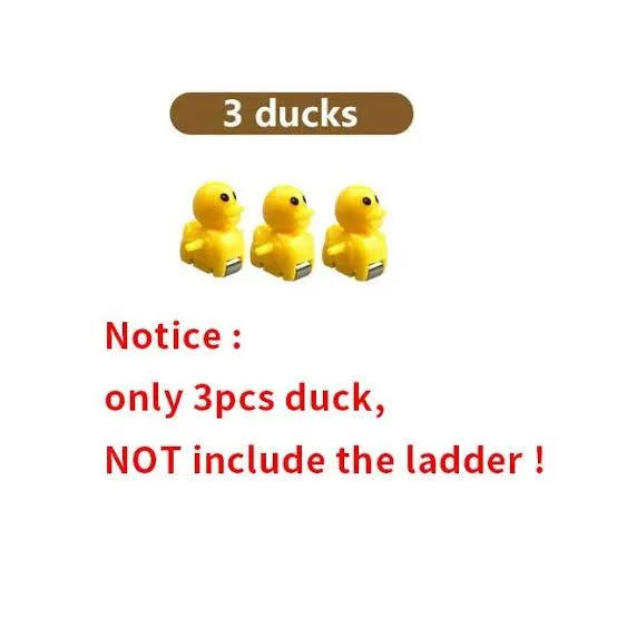 3 Pes Small Yellow  Duck For Electric Rail Racing Track Climbing Stairs Toy Music Duck Roller Coaster Toy Racing Duck Track For Boys And Girls Only Ducks image 3