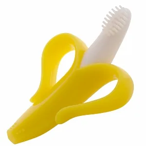 Soft Silicone Baby Banana Yellow Banana Infant Toothbrush, Easy to Hold, Train Infants Babies and Toddlers for Oral Hygiene, Teether Effect for Sore Gums, 4.33" x 0.39" x 7.87", BR003 image 4