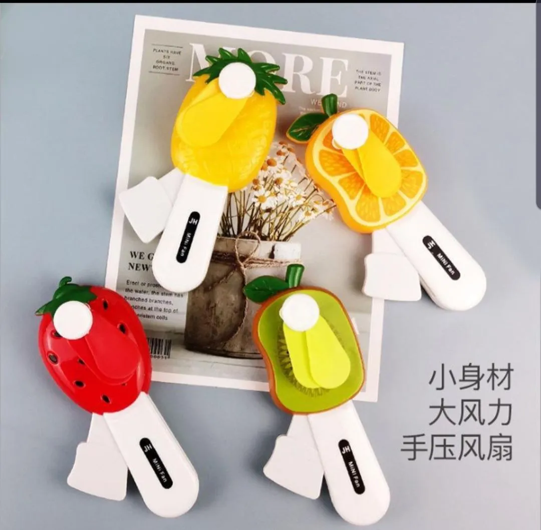Interesting Palm Pressure Mini Fan Fruit Shape Cute Squeeze Toys / Cool Summer Fan/ Fan Without Battery (Multi Color)  image 5