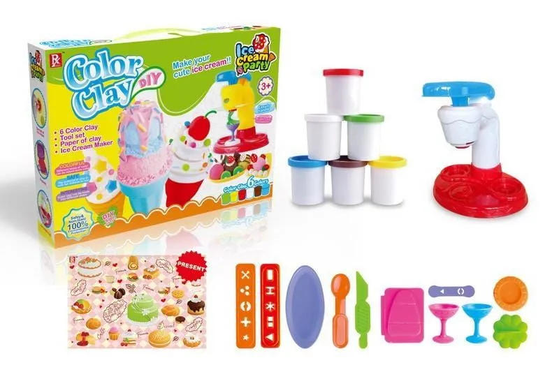 DIY Ice Cream Clay Play Set Toy Make Fancy Clay Ice Cream with Clay Real Clay Vending Machine Clay Tubs Non Toxic image 1