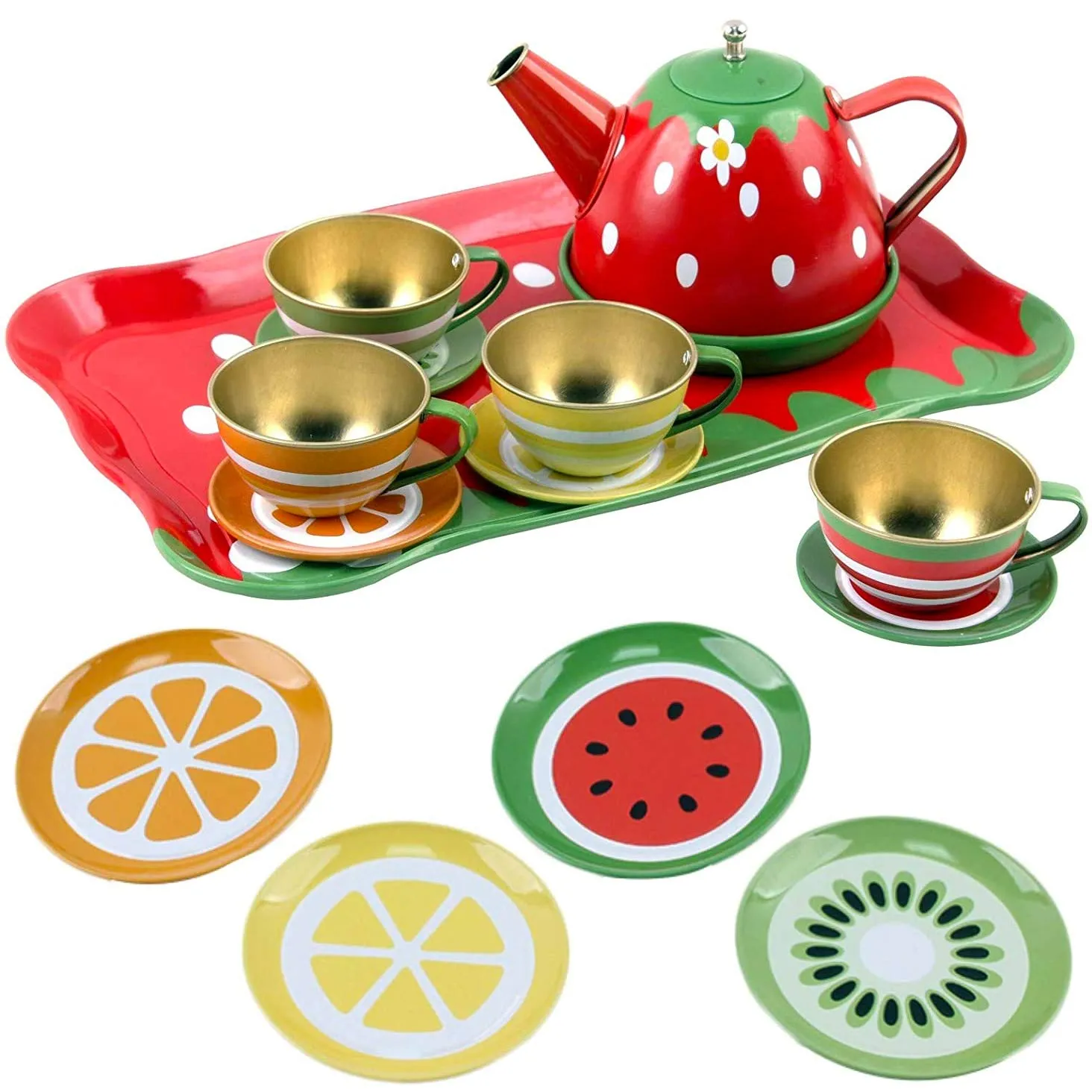 Kitchen Set With Metallic Body Pretend Play Colorful Utensils For Girls image 6