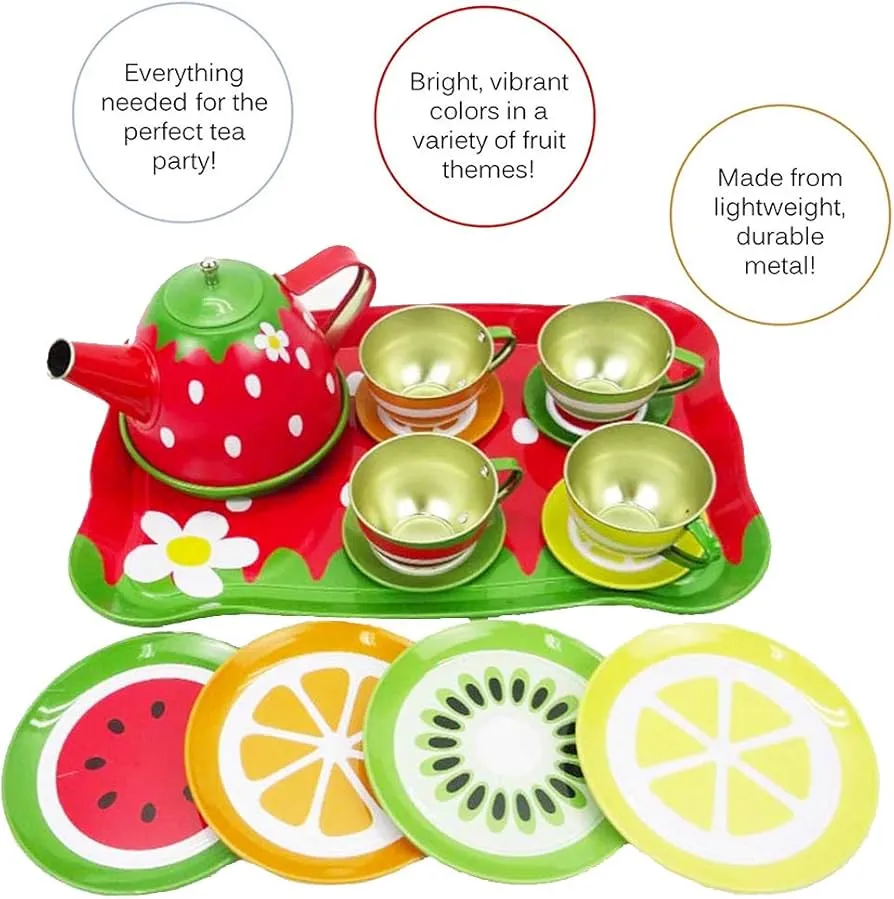 Kitchen Set With Metallic Body Pretend Play Colorful Utensils For Girls image 5