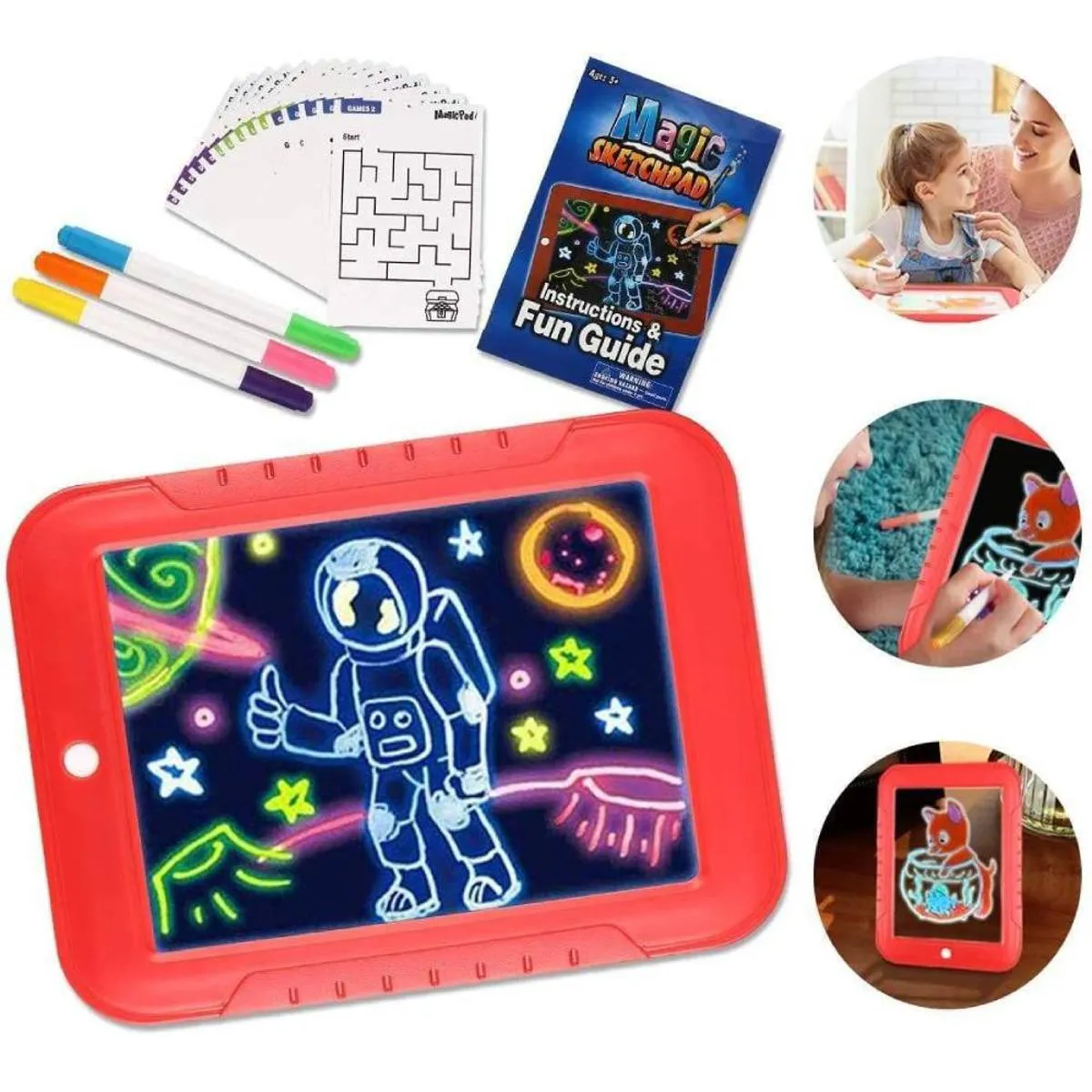3D Magic Drawing Pad With LED Light 3D Puzzle Board Sketchpad Creative Tablet Kids Toys Gift LED Lights Glow Art Drawing Toys image 1