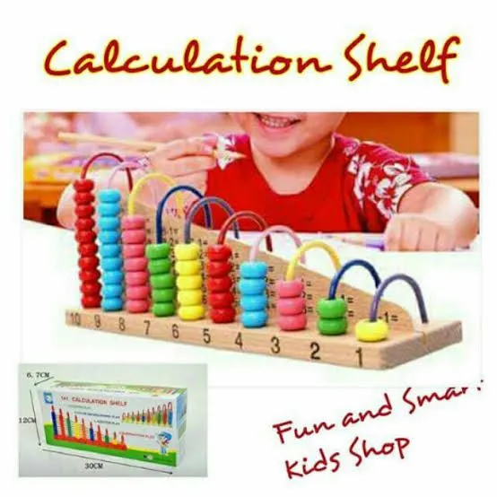 First Generation Wooden Calculation Shelf Abacus for Counting, Addition and Subtraction, Math’s Learning Early Educational Kit Toy for Kids. image 2