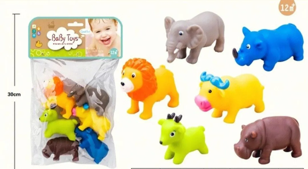 Bathing Equipment Plastic Animal Squeeze Baby Bath Toys For Kids Soft Chu Chu Toys 6 Pes Set image 5
