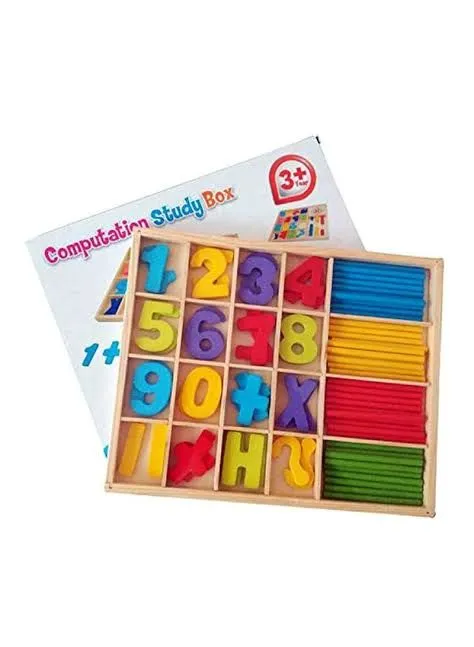 Wooden Computation Study Box with Number Blocks for Basic Math Calculations/Time Recognition Educational Indoor & Outdoor Toy for Children Kids Ages 3+ Years image 2