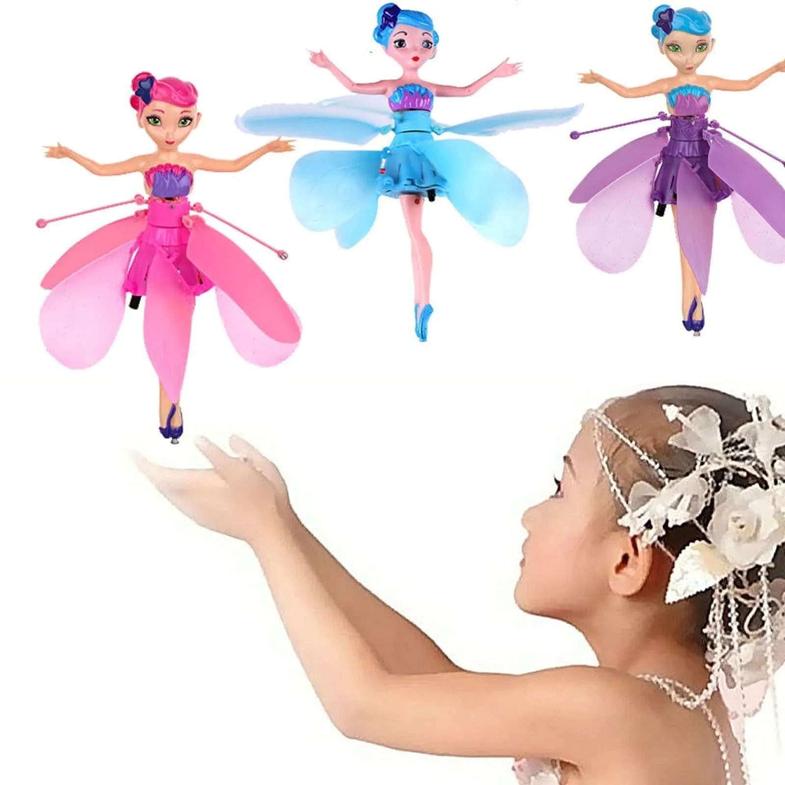 Magic Flying Fairy Princess Doll Flying Fairy Doll Toys for Girls Sky Dancers Flying Pixie Dolls Infrared Induction Control Toy