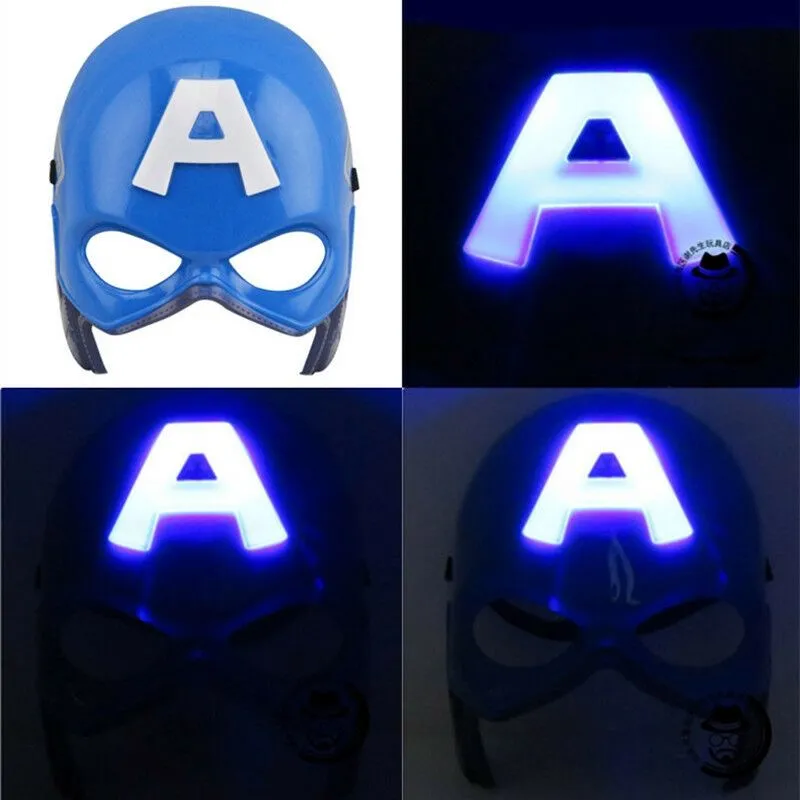 Kids Halloween Prank Luminous Led Spiderman Hulk Avengers Superman Hulk  Batman Face Mask Superhero  Led Light Up Mask For Kids Ages 3 And Up Multicolor Plastic Face Mask image 7