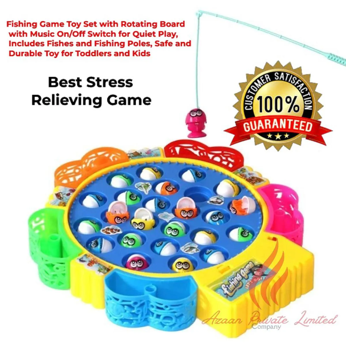 Fishing Game Toy Set with Rotating Board with Music On/Off Switch for Quiet Play, Includes Fishes and Fishing Poles, Safe and Durable Toy for Toddlers and Kids - 15 Pcs / 24 Pcs & 45 Pcs image 4